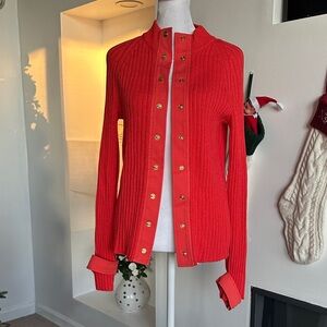 St. John Sport by Marie Gray Vibrant orange Cardigan with Gold Accents